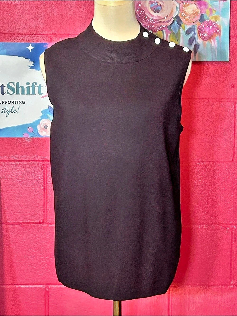 Talbots Sleeveless Knit Top Black Size Large